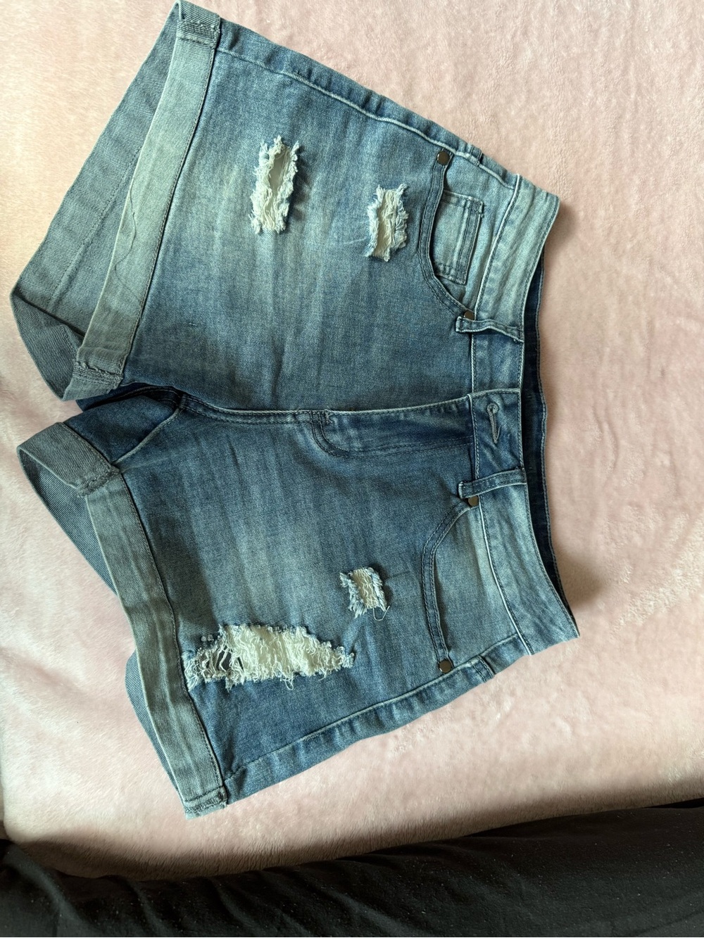 Light Blue Distressed Denim Women’s Shorts